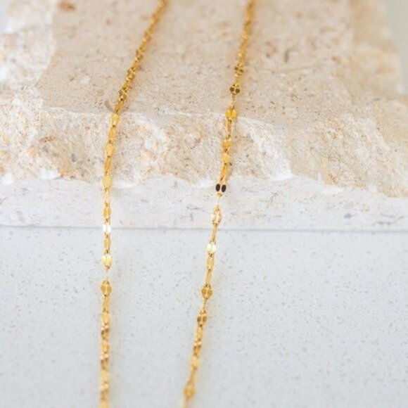 Minimalist Gold Sparkle Chain Necklace Waterproof Everyday Jewelry Non-tarnish - Picture 4 of 13